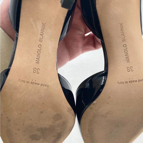 Manolo Blahnik Shiny Black Pointed Heels - Size 38 - Picture 8 of 11
